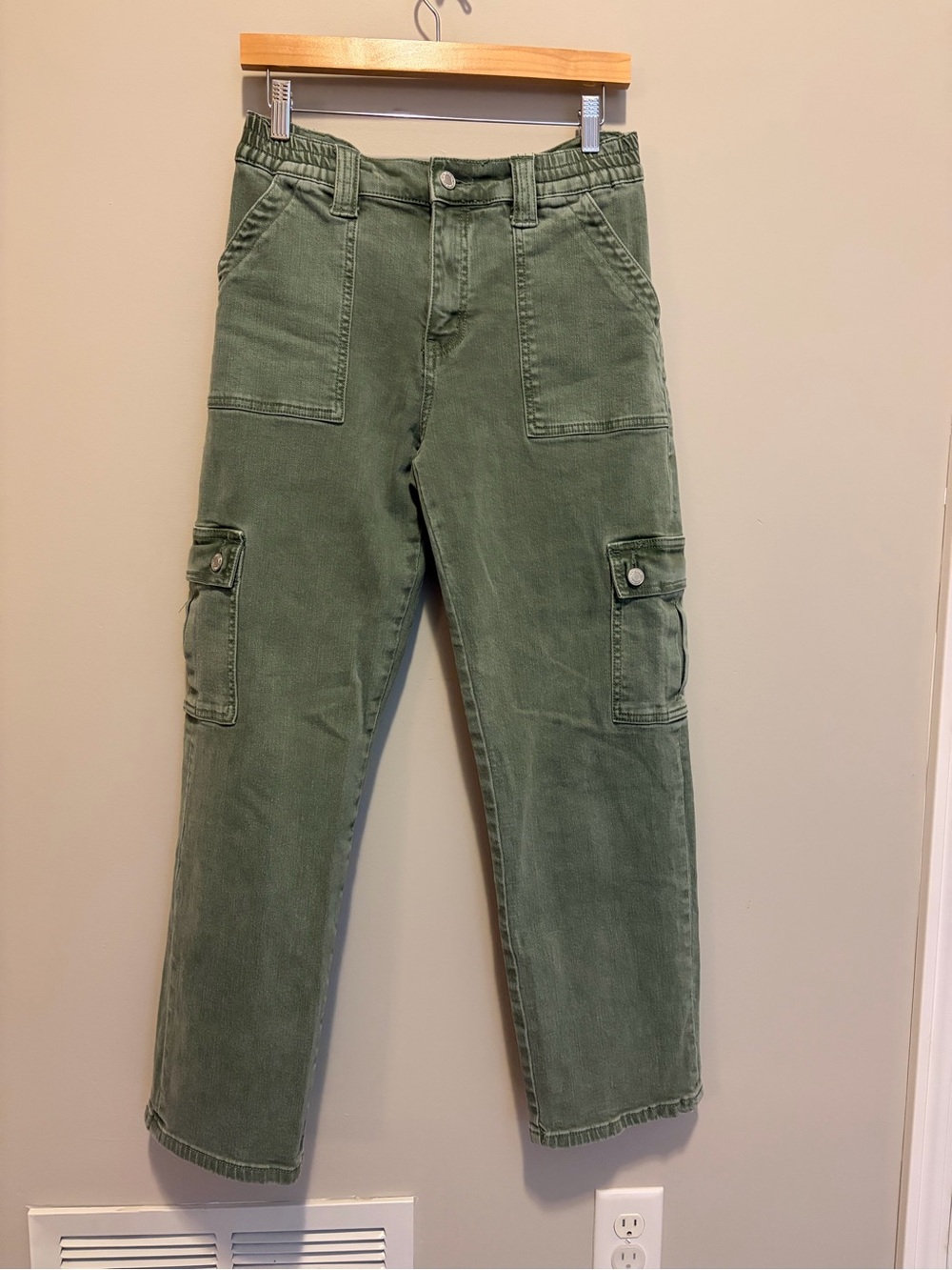 VERVET BY FLYING MONKEY Olive Green Cargo Flare Pants